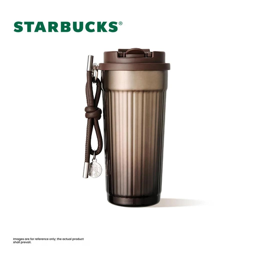 Starbucks Brown Gold Luster Series Double-Drinking Stainless Steel Desktop Cup, 470ml Coffee Mug Water Cup, Gift for Women's Day