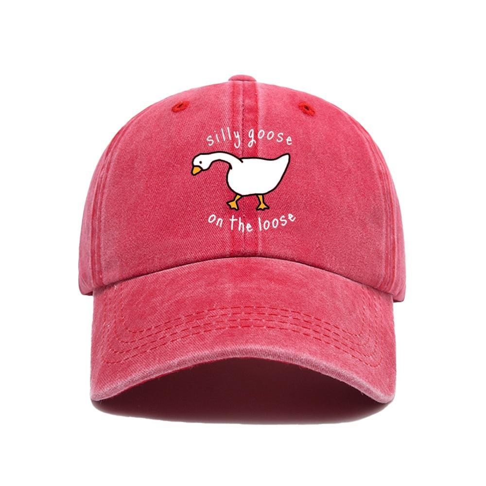 Große Gans Aufdruck Baseballkappe für Männer und Frauen, Kleine Frische Weiche Kappe mit Entenschnabel, Sonnenschutzmütze, Outdoor Sonnenschutz