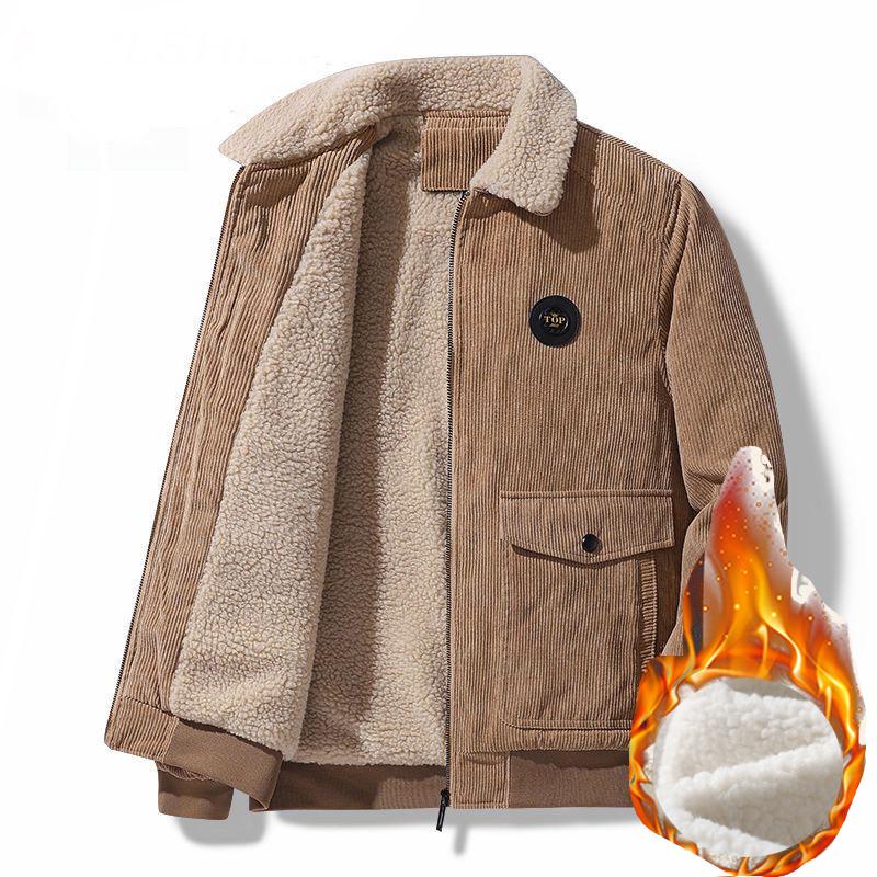 

Большие размеры Мужская новая осенне-зимняя повседневная флисовая теплая куртка с отворотами из бархата для активного отдыха Свободная повседневная куртка для мужчин M хаки