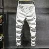 Jeans casual masculino de cintura média para primavera e verão
