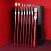 JOWOART 10 Pcs Multi-function Pig Bristle Red Long Birch Pole Paintbrush Fan-shaped Acrylic Oil Painting Gouache Brush Set Art Supplies