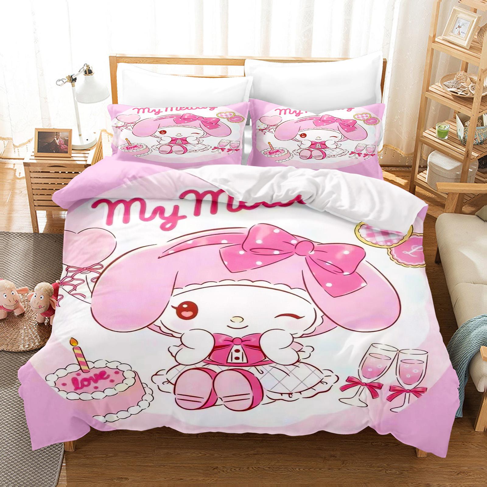 

Kuromi Duvet Cover Set Bedding Comforter Sets King Size 3D Children S Bedding Set Cute Printed Cartoon Quilt Cover US King(264*228cm)3pcs