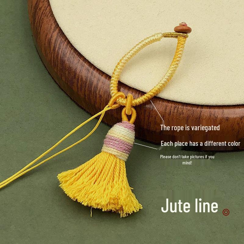 Handwoven Gradient Vajra Knot Tassel Cotton Keychain Pendant Accessory