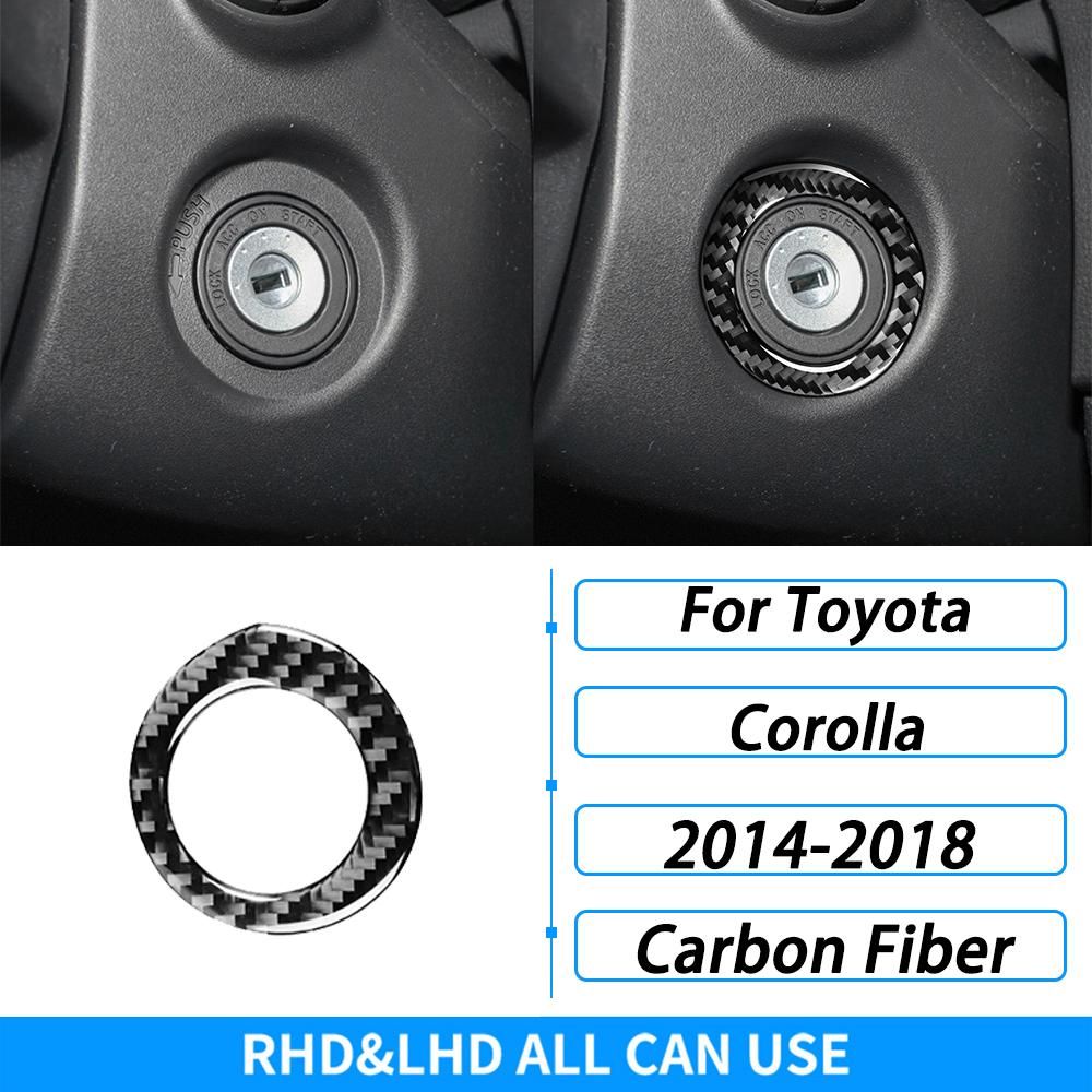 For Toyota Corolla 2014-2018 Ignition Start Button Ring Trim Black Carbon Fiber Cover Interior Accessories Upgrade Decor Styling