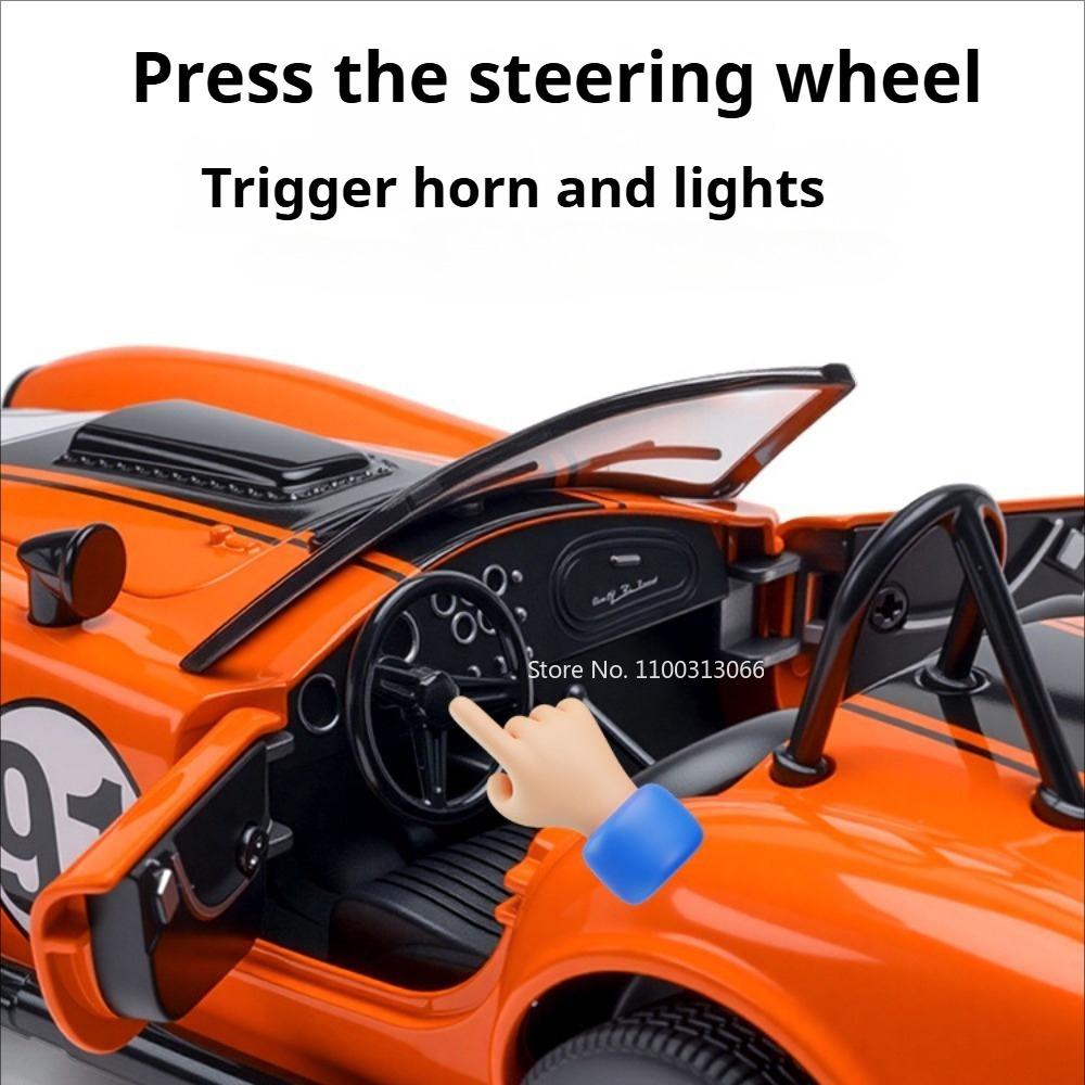 1:22 Cobra Alloy Car Diecast Miniature Toys Model Doors Opened Sound Light Pull Back Front Wheel Steering Vehices Gifts for Boys
