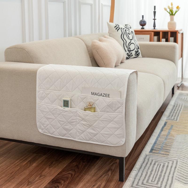 Uniwersalna ultradźwiękowo wytłaczana podkładka podłokietnika z miejscem do przechowywania na sofy nowoczesne minimalistyczne na każdą porę roku