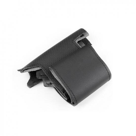 Black Leather Steering Wheel Cover Trim For Hyundai Sonata 9 2015-2017 (4-Spoke)