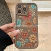 Vintage Brown iPhone Apple 11/12/13/14/15Pro Flower Phone Case 16/17ProMax Anti-drop