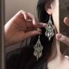 Retro court style, high-end sense, niche ethnic style earrings, ancient style, fringed water drop earrings, new Chinese personalized earrings.