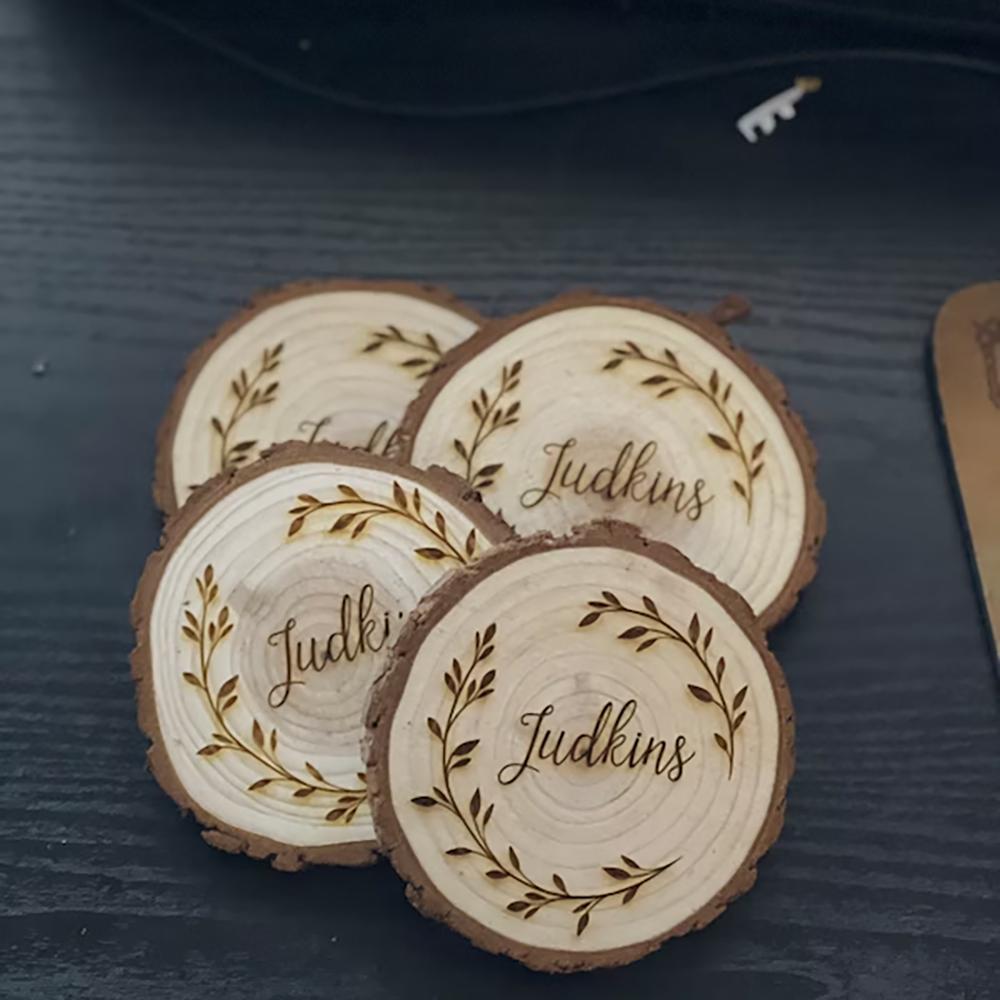 4Pcs Personalized Engraved Wood Coaster Perfect Valentine's Day Wedding Engagement Anniversary Christmas Present Table Decor