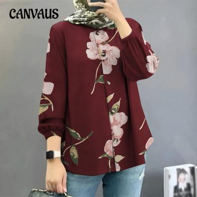 Büyük Beden Kadınlar İçin Yeni Moda Kabarık Kollu Çiçekli Gömlek