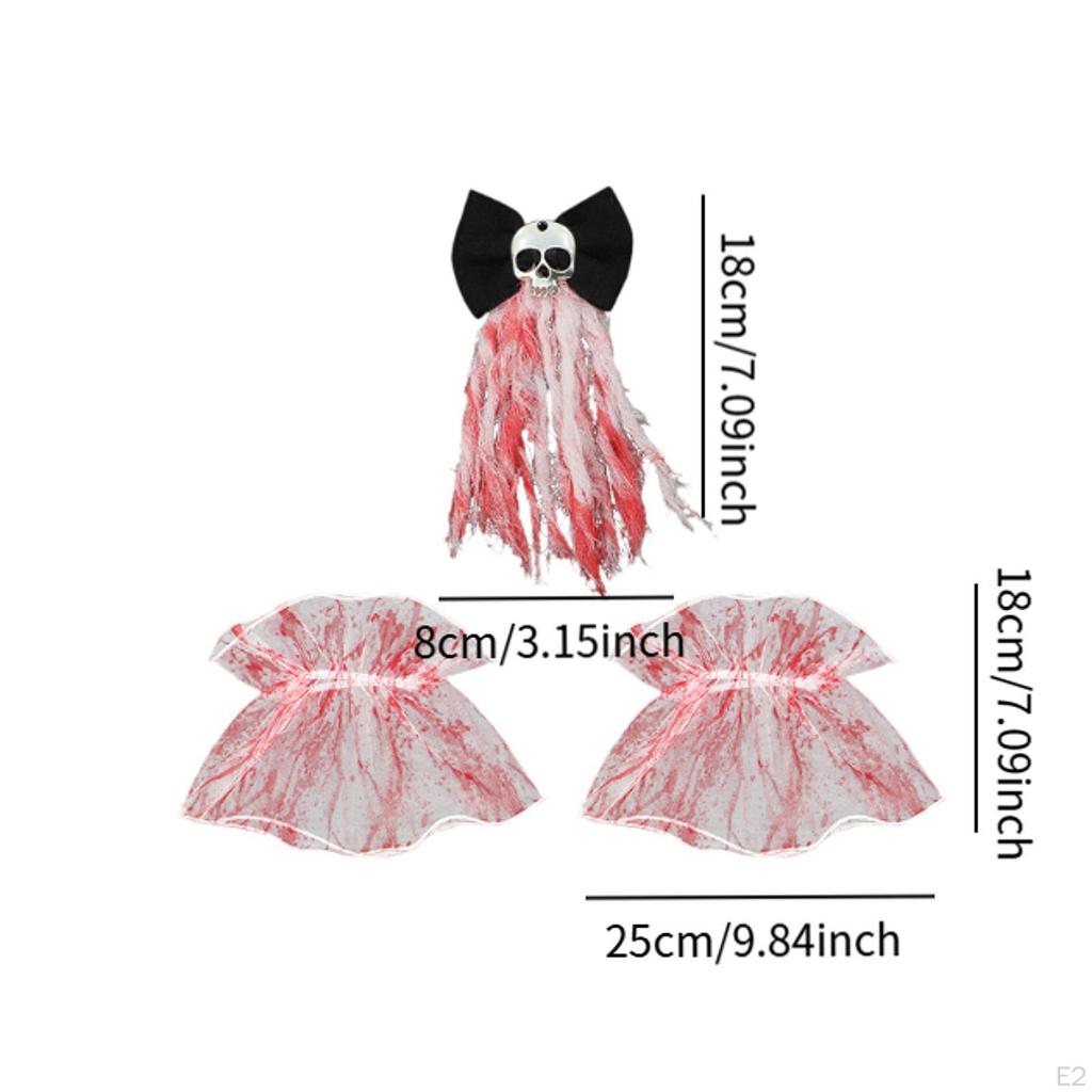 Halloween Hair Bow Clip Cosplay Headwear with Wrist Cuffs Decor Novelty Costume Prop Photo for