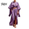 Women Relaxed Fit Suit Summer 2 Piece Outfits, Batwing Half Sleeve Crop Top Breathable Clothing And High Slit Maxi Skirt Travel Vacation Matching Sets