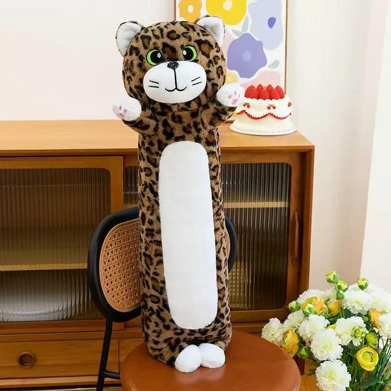 

Leopard Print Cat Body Pillow Doll - Cartoon Plush Toy for Kids 70cm Cover Only