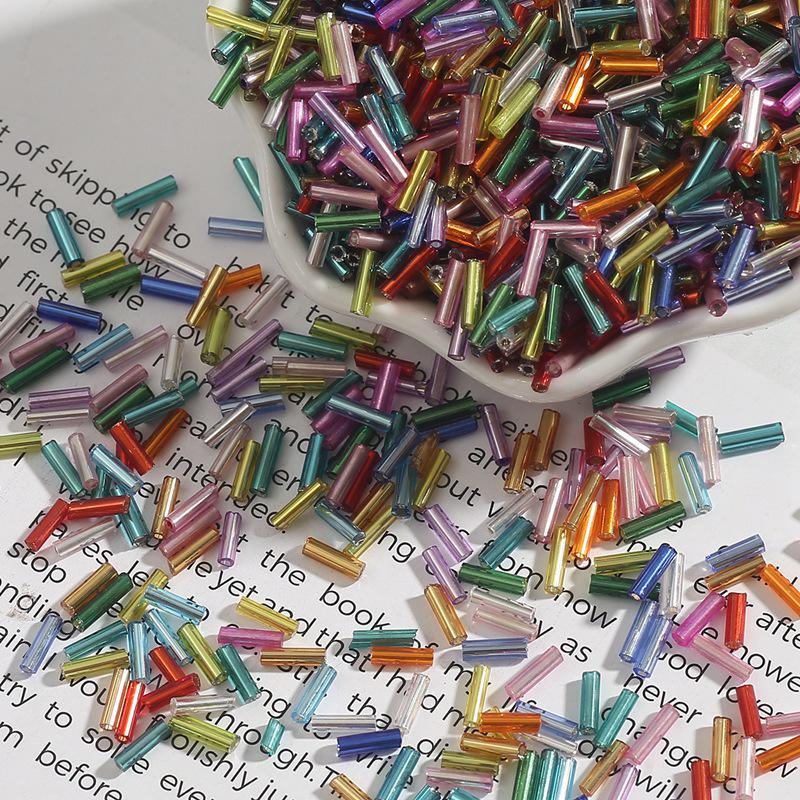 7mm Silver-Filled Glass Rice Tube Beads for DIY Jewelry, Necklace & Clothing Accessories