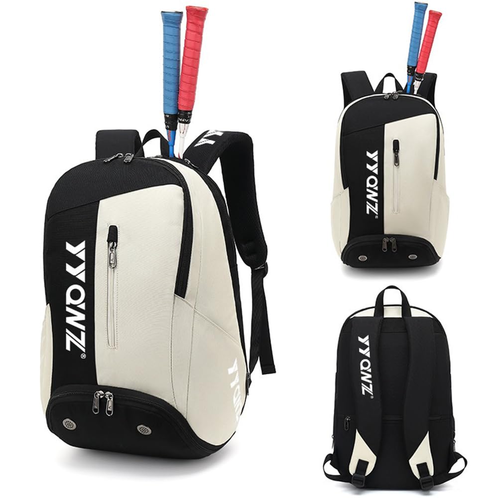 FMAFNLY Badminton and Tennis Racket Backpack for Holds 2 Tennis Rackets and 3 Badminton Includes Shoe Perfect for and Beige Bag, Sports, Rackets,