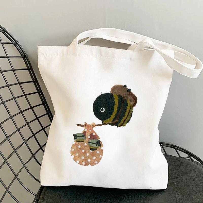 Rd lala Kikker Kunst Print Schoudertas Canvas Tote Bag Shopper Tas Dames Designer Nieuwe Meisjes Mode Casual Minimalistisch