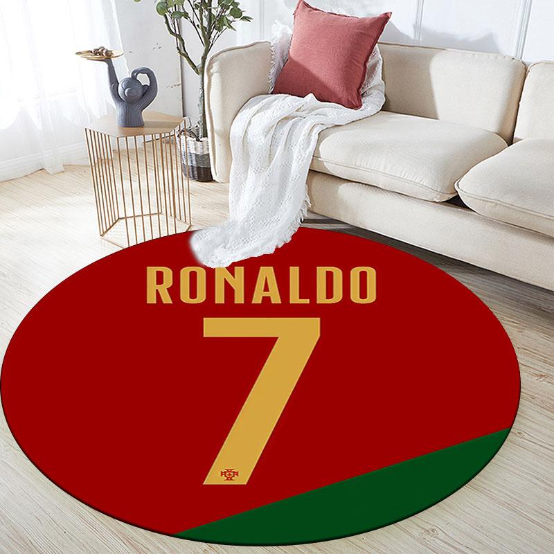 Cristiano Ronaldo bedruckter runder Teppich, rutschfester waschbarer runder Teppich für Wohnzimmer, Schlafzimmer, Spielzimmer, Sportfan-Dekoration, Feiertags-Geburtstagsgeschenk