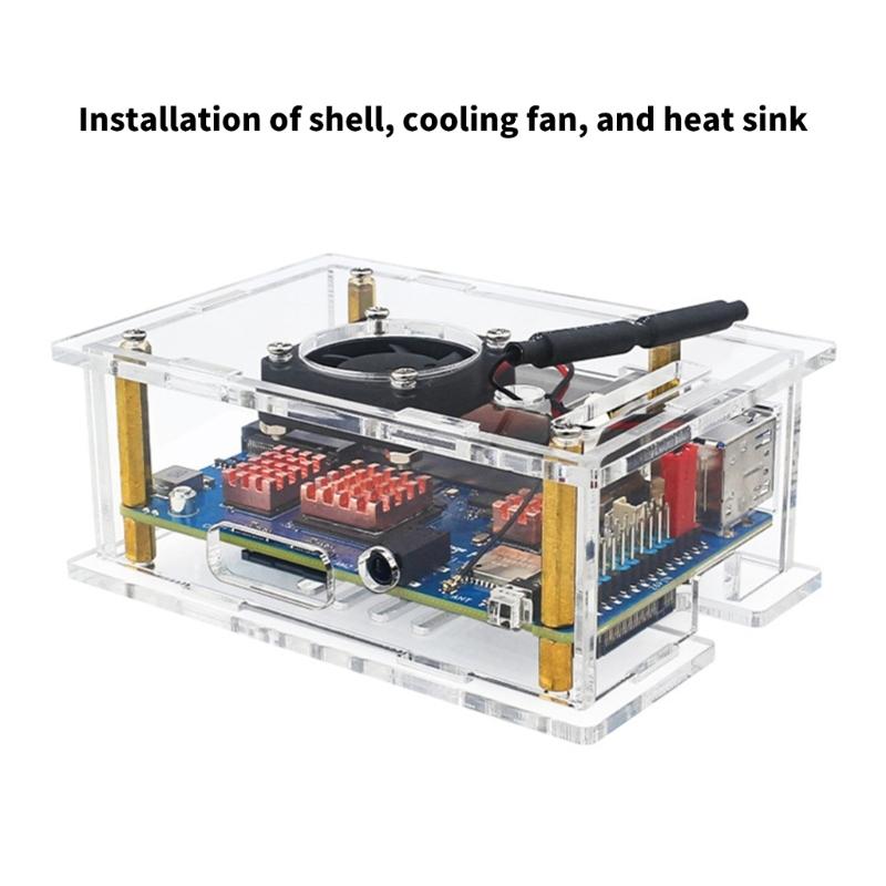 For RV2 Acrylic Case With Cooling Fan Coolers Transparent Shell For RV2 Development Board Accessories