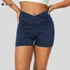 European & American Women's High-Waisted Butt-Lifting Denim Yoga Shorts with Pockets, Slimming 3/4 Length.