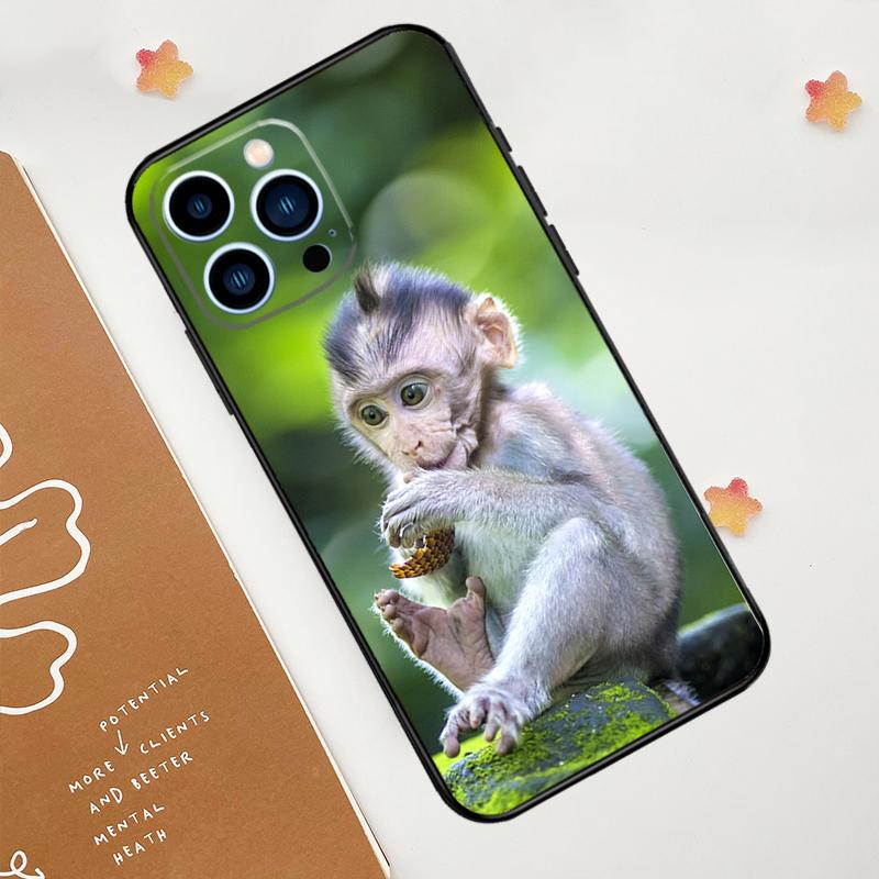 Cute Baby Monkey Animal Phone Case For iPhone 17 Pro Max 11 14 15 16 Pro Max 12 13 mini 16 Plus 16e 17 Air Funda
