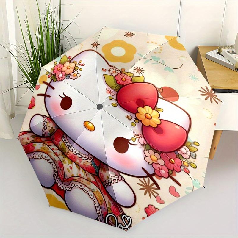 

Hello Kitty,Floral Automatic Folding Umbrella-Simple 8-Rib Design, Bright Cartoon Pattern, Durable Iron Frame, Suitable For Travel, Outdoor,