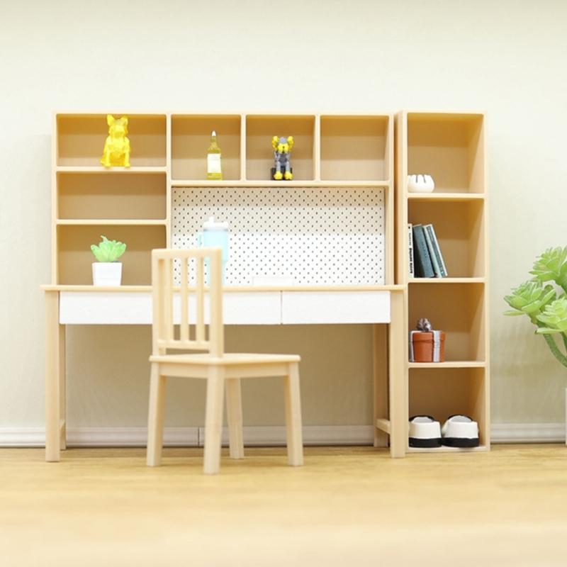 Mini Desk Dollhouses Furniture 1/12 Scale Detailed Miniature Long Table For Model Enthusiasts And Collectors