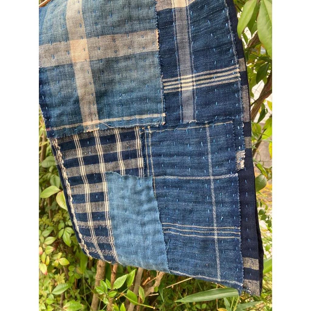 Used B65 Rags Snood Old Cloth Remake Indigo Dye Patchwork Sewing Sashiko