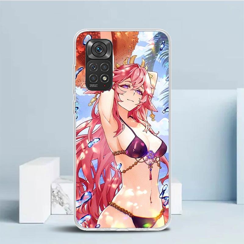 Yae Miko Genshin Impact Phone Case For Xiaomi Redmi Note 15 14 14S 13 12S 12 Pro Plus 11S 11 11T 11E 10S 10 + Soft TPU Back Cove