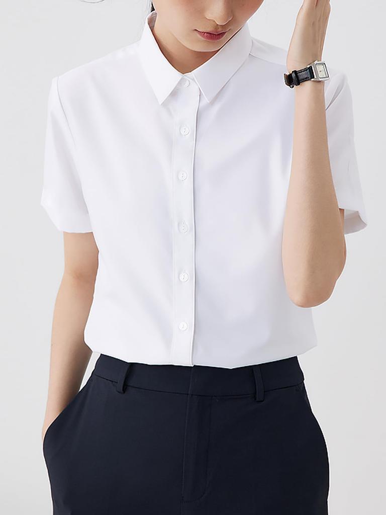 Dress Regular Open Short School Entrance Business High XS To 3XL [RCL] Women's Shirt, Stretch, No-Iron Blouse, Collar, Collar, Sleeve, Business,