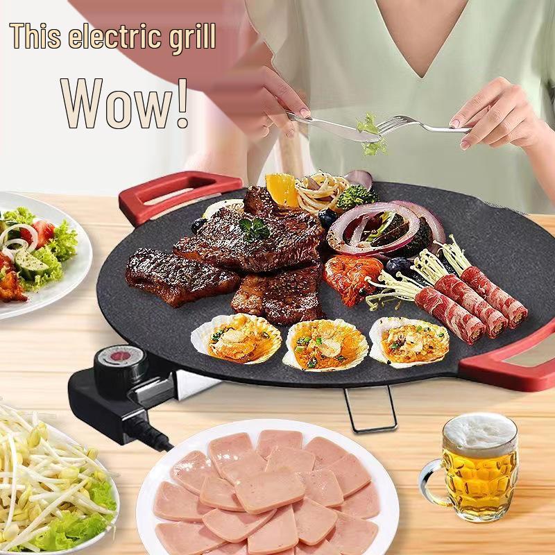 Korean Round Maifan Stone Grill Pan: Multifunctional Non-Stick Electric BBQ Plate