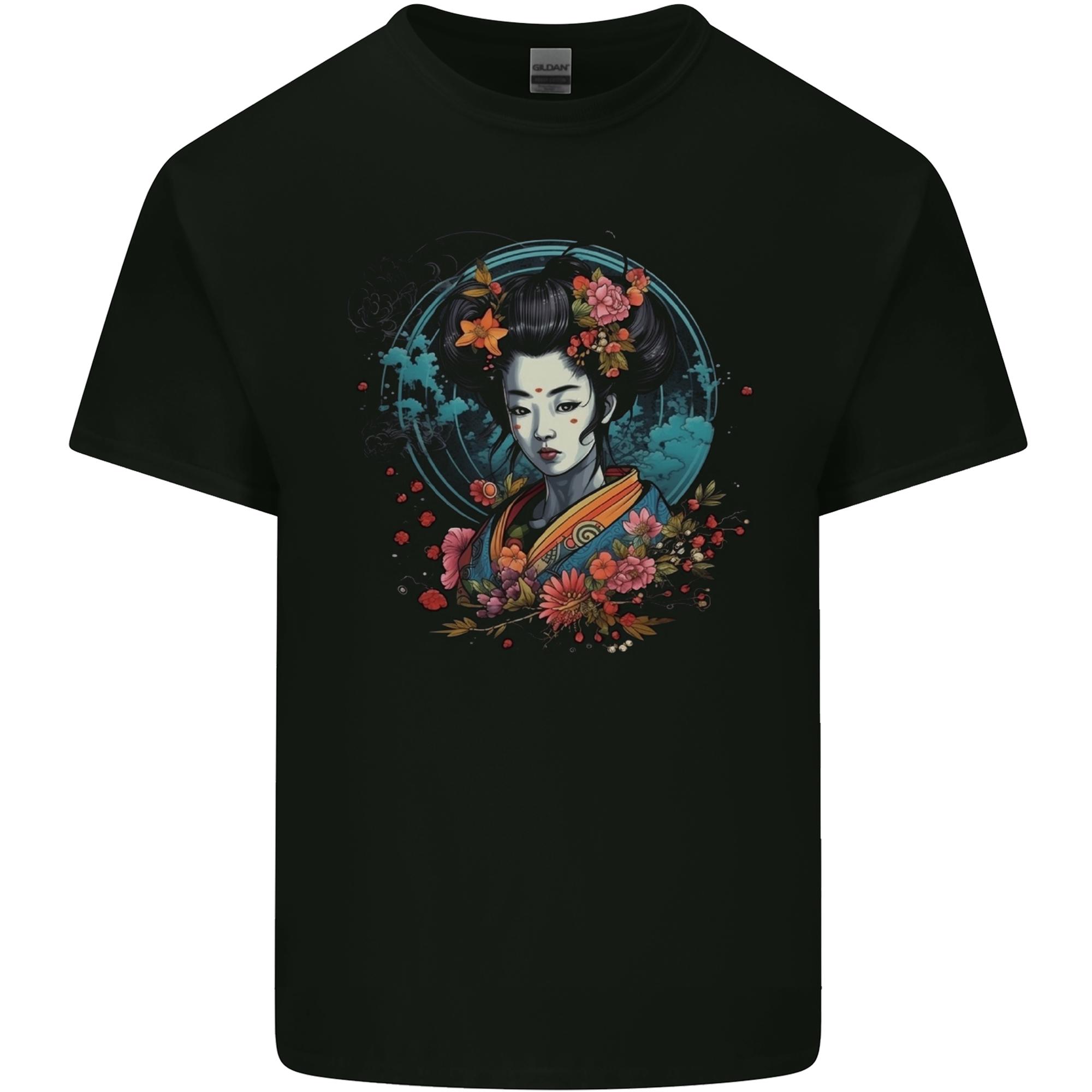 Geisha Girl With Flowers Fantasy Unisexs Light Cotton TShirt S
