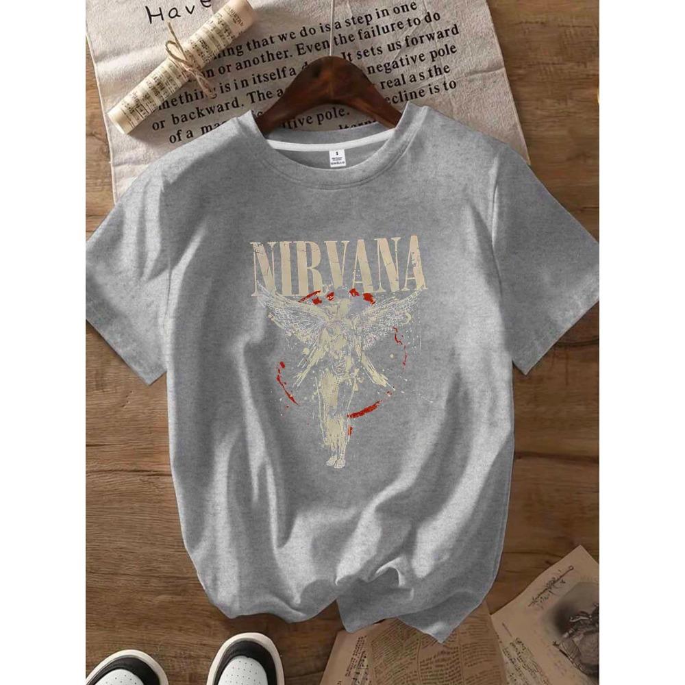 Letters and angels Round neck women's T-shirt short sleeves fashion printed half-sleeve top elastic T-shirt