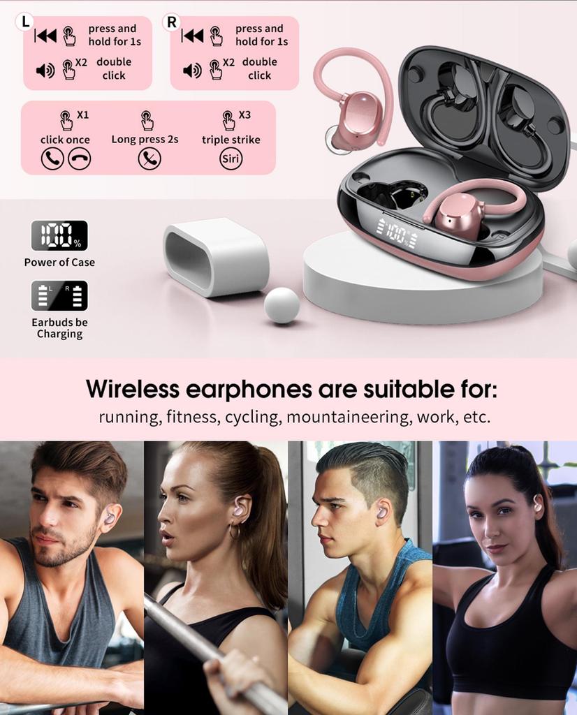 Q61 Ear-Hanging Bluetooth 5.2 Earphones - Wireless Dual-Ear with High Sound Quality