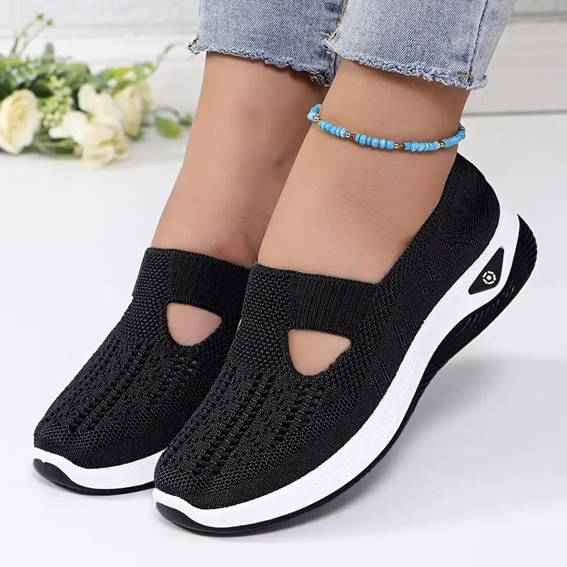 Women'S Shoes 2025 New Style, Breathable Knitted Shoes for Women, Trendy Lace-Up Sports Shoes for Cross-Border Trade