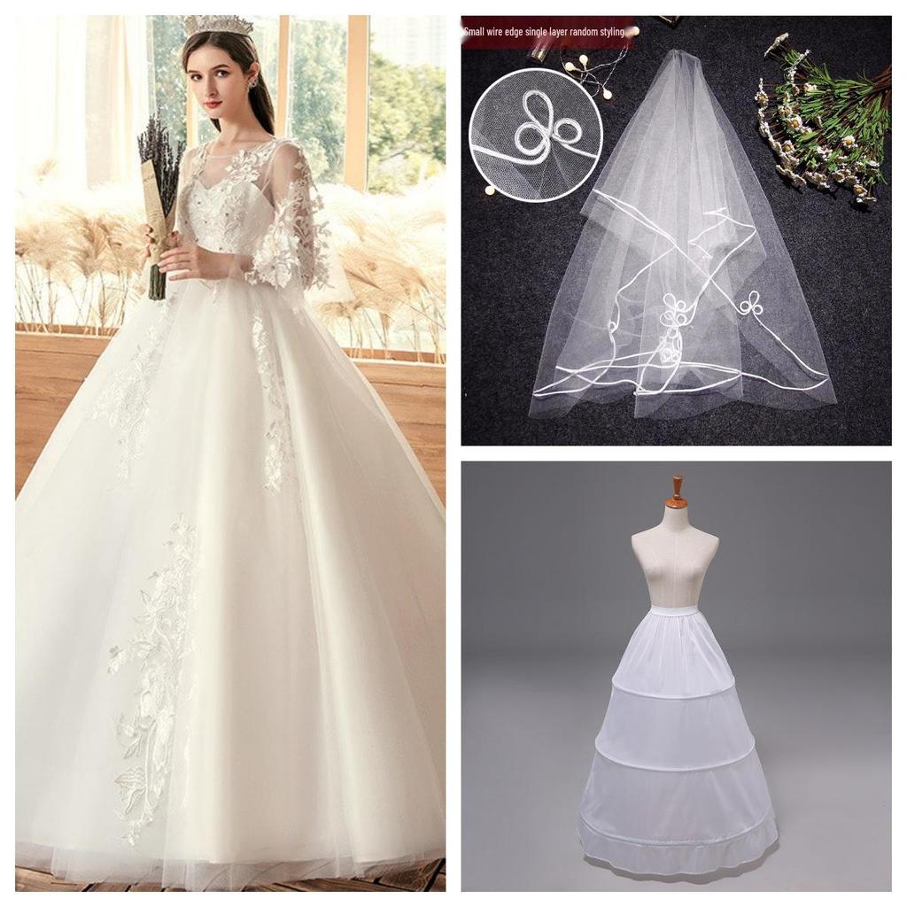 Svatební šaty nadměrné velikosti s odhalenými rameny - Délka až na zem, s rukávy, podzimní/zimní styl