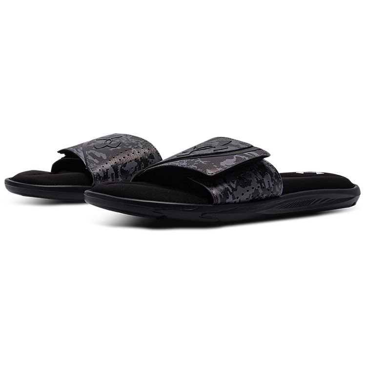 Under Armour Ignite Series Vi Graphic Strap Casual Slide Sandals Men Footwear Black Gray 3024450-003