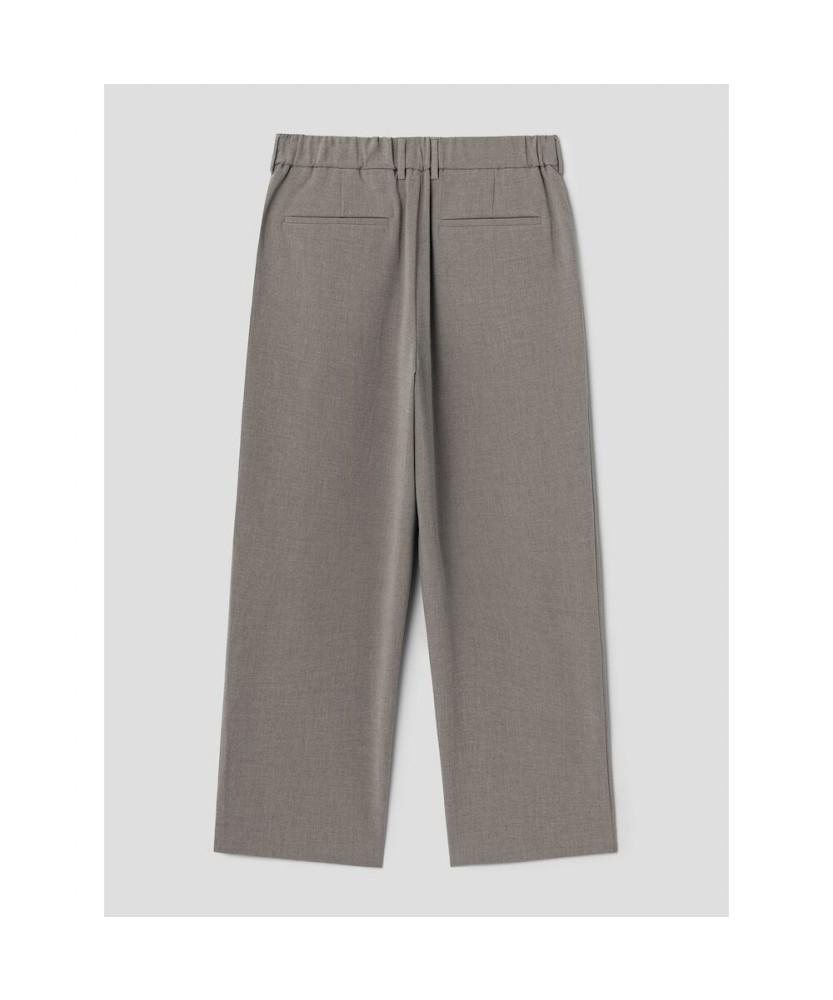 8SECONDS [Everyday Slacks] Fleece-Lined Wide Tapered Fit Elastic Waist Slacks - Beige