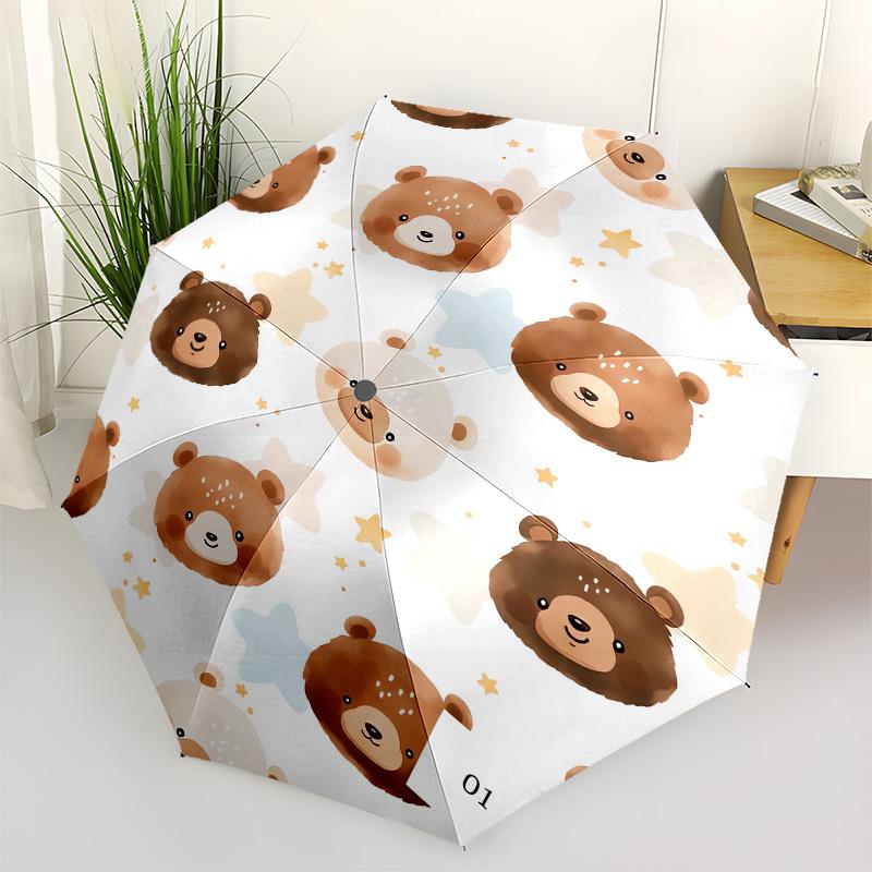 1pc Cute Bear Pattern Umbrella with Plastic Handle,Suitable for All Seasons UmbrellaPT576