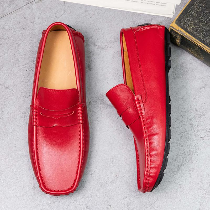 Leisure Mens Suede Leather Flats Slip on Outdoor Casual Shoes Low Top Lazy Shoes Non Slip Loafers Lightweight Moccasins for Male