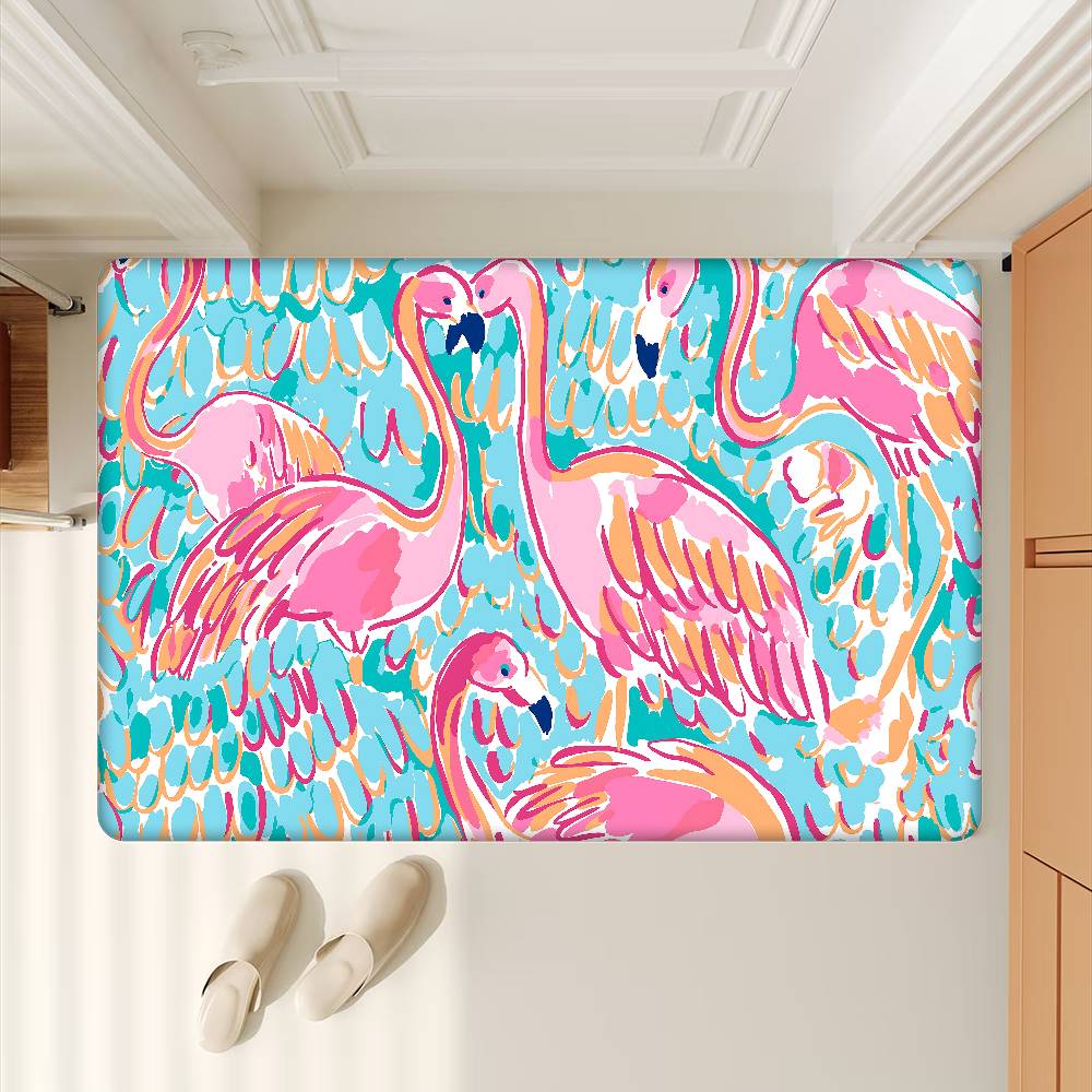 Flamingo Cartoon Hallway Carpet INS Style Soft Bedroom Floor House Laundry Room Mat Anti-skid Bedside Area Rugs