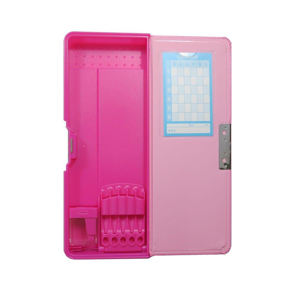Kutsuwa Pencil with Pink CV001PK Case, Clarino, 2-Door, Sharpener,