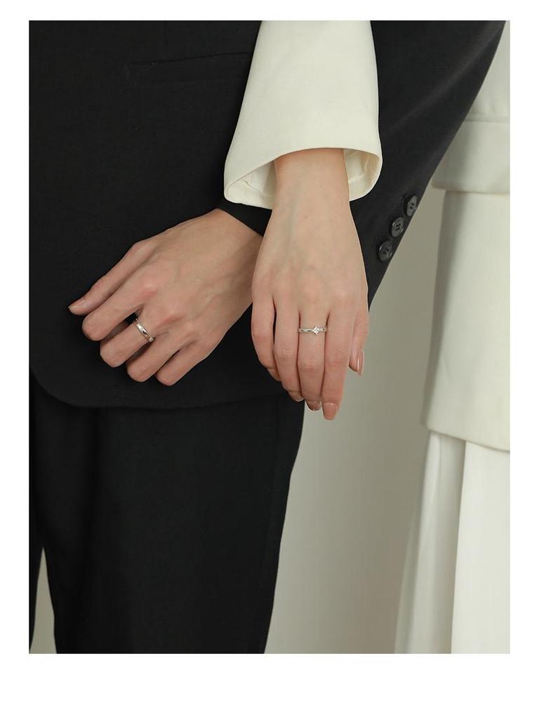 S925 Sterling Silver Couple Promise Rings - Niche Design Gift for Wedding or Girlfriend