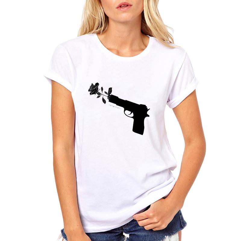 Dámská vintage trička 2021 Guns n Roses Rock Roll dámská trička GNR Bílé kreslené tričko Hip Hop Femme Top Tees