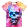 Ropa de Verano para Niños con Estampado Digital 3D, Pigmento Colorido, Holgada, Casual, Moda, Camiseta de Manga Corta