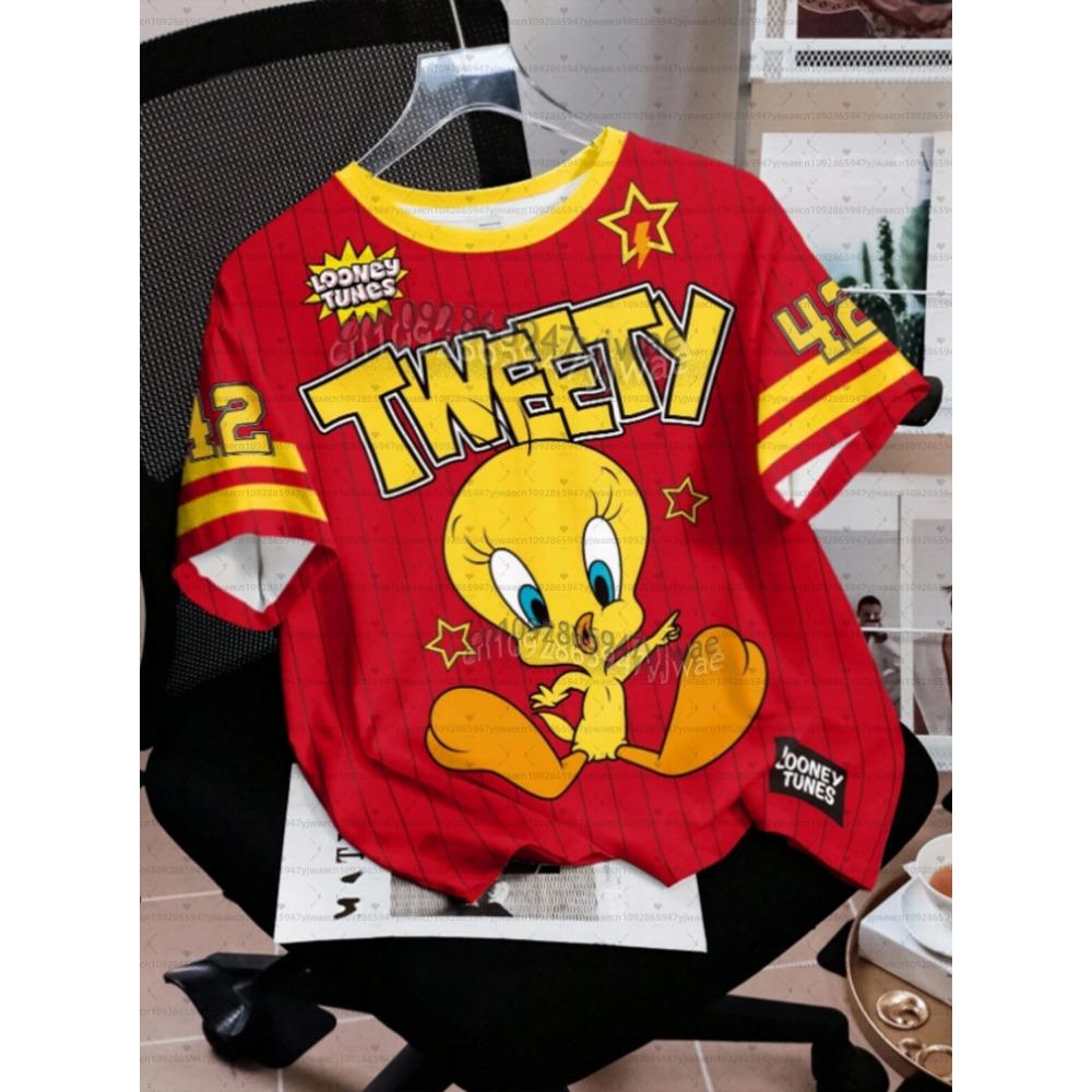 

2026 Cartoon Duck Tweety Rabbit Print Men Women s Short Sleeve T-Shirt Casual 3d Print Summer Kids Parent Sport Tops T-shirt Tee 110