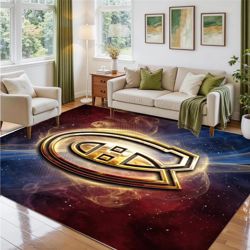 Montreal Canadiens Design Crystal Velvet Rug Soft Decorative Mat for Bedroom Entrance