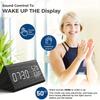 1PC Wood Grain Triangle Alarm Clock LED Bedside Alarm Clock, with Temperature and Humidity Display, Adjustable Brightness