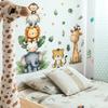 Nordische Cartoon-Tiere Wandaufkleber für Kinderzimmerdekoration Wald Giraffe Elefant Affe Löwe Tapete
