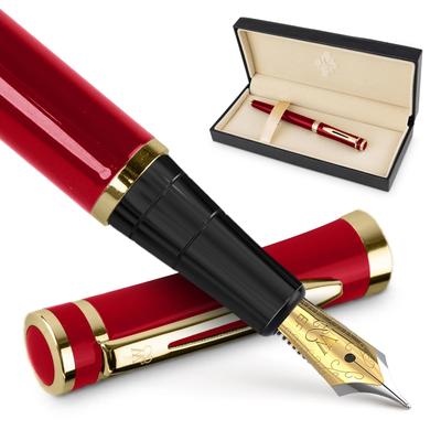 Wordsworth & Black Fountain Pen Set, 18K Glided Extra Fine Nib, Includes 24 Pack Ink Cartridges, Ink Refill Converter & Gift Box, Gold Finish, Calligr